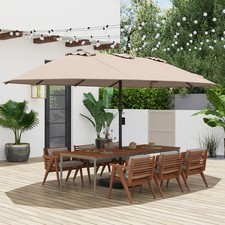 Double Sided Patio Umbrella Outdoor Large Market Umbrella w/12 Metal Ribs Brown