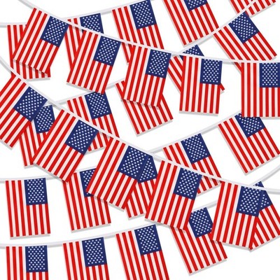 100 Pcs American Flag Banner, 105 Ft USA Flags Bunting Banners for Fourth of