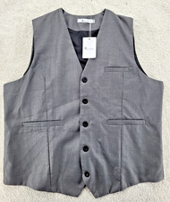 Aoyog men's business suit vest, 5 buttons regular fit gray 2XL NWT