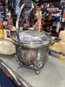 Vintage Bristol EPCA Silverplate By Poole  Footed Ice Bucket W/Swing Back