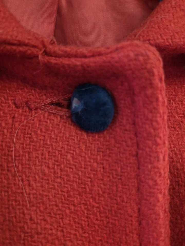 Vintage ILGWU Union Made Rothschild Girls Dress Swing Coat 6 Red 70s Holiday - Image 4 of 4