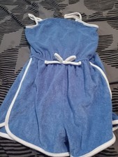 So Spaghetti Top Romper Terry Cloth Size 7 Blue Cotton Kids