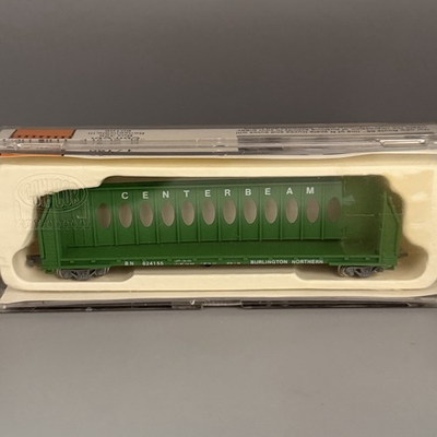 #ad CON COR BURLINGTON NORTHERN BN 60#x27; CENTERBEAM BULKHEAD FLAT CAR HO SCALE TRAIN $29.99