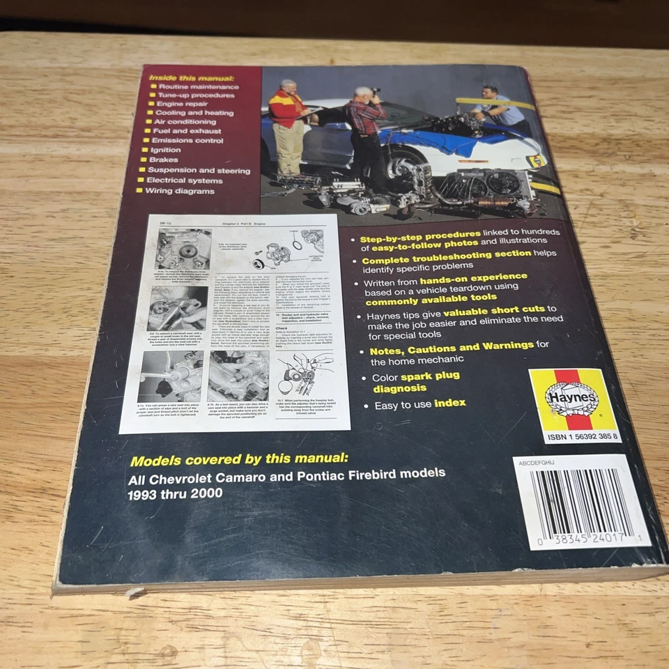Manual de reparación Haynes Chevrolet Camaro Pontiac Firebird pieza #24017 1993-2000 Foto 2 de 2