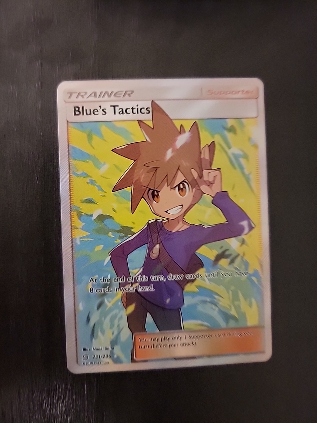 Pokémon Blue's Tactics Holo Full Art Ultra Rare Card 231/236 Unified Minds NM/M