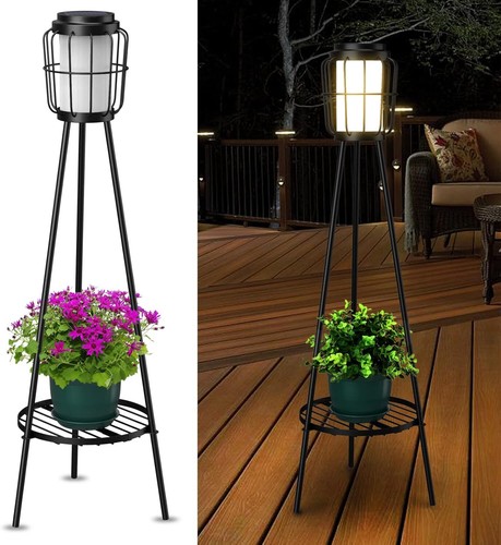 2 Pack Solar Lights Outdoor, Solar Floor Lamp, Solar Powered Street Lights Metal
