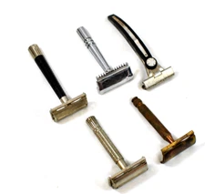Safety Razors Lot of 5 Safety Razors - All complete, Gillette,Schick,Eversharp