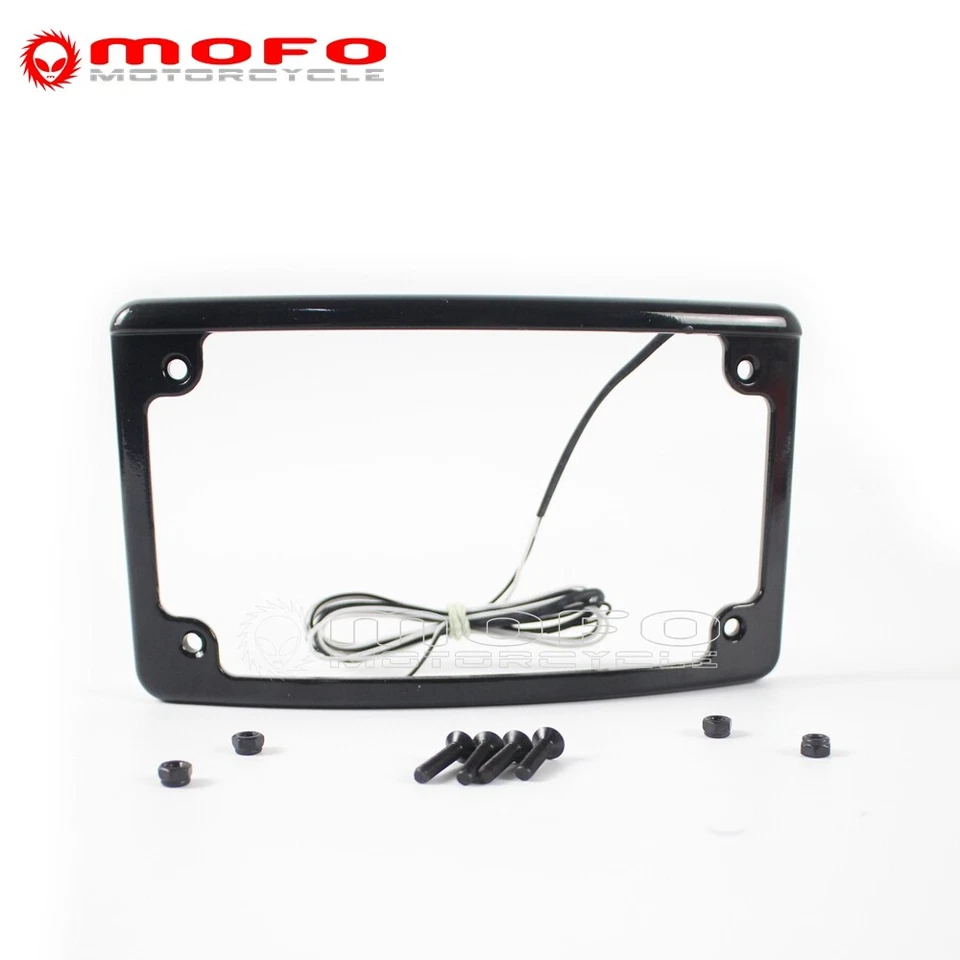 Soporte de matrícula trasero curvo con luz LED para Harley marco Softail de 7"" X 4"" Foto 3 de 4