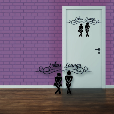 Lokus Lounge WC Türaufkleber Badezimmer Mann Frau Aufkleber Sticker Wandtattoo