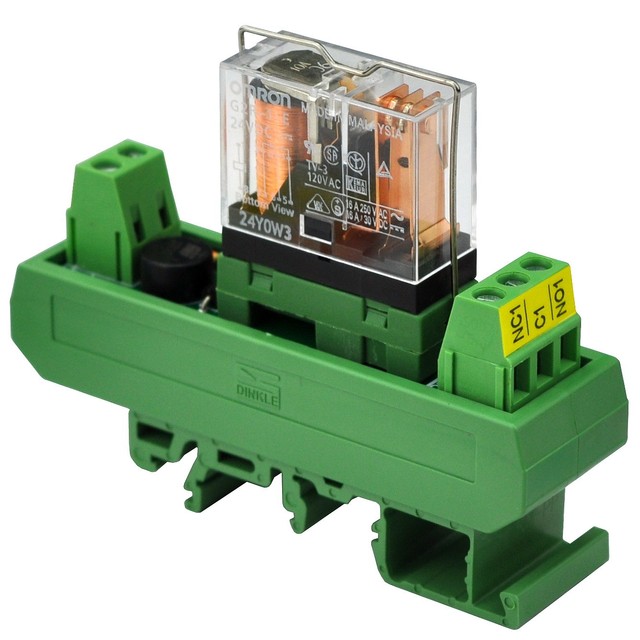 AC/DC 24V Slim DIN Rail Mount 16A SPDT Power Relay Interface Module