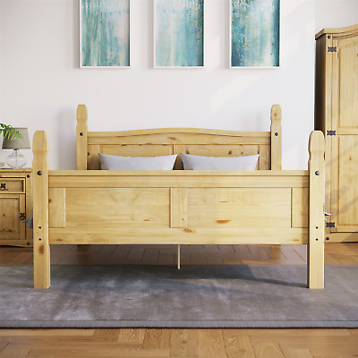 Buy Corona King Size Bed High Foot End 5FT Solid Pine Wood Mexican Bedroom Furniture