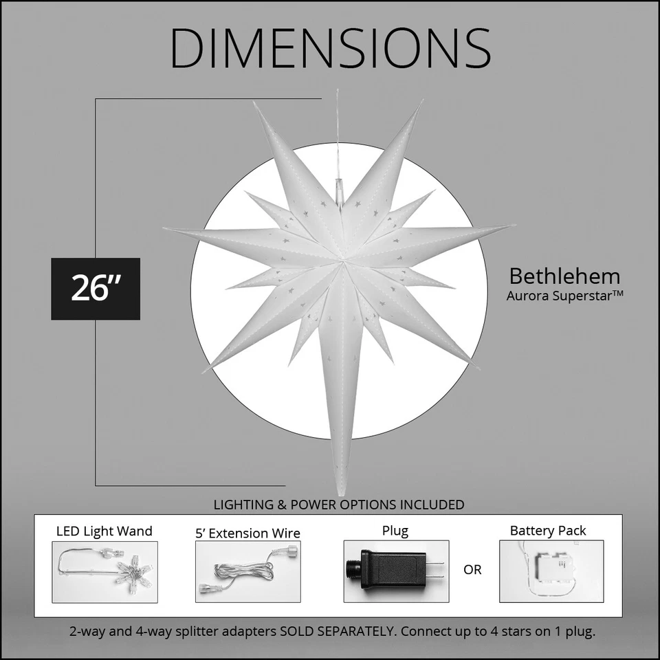 Bethlehem White Aurora Superstar, Warm White Lights, 26", LED - Image 4 of 4