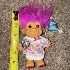 VINTAGE RUSS Pink Birthday Troll Floral Dress with Present And Party Hat