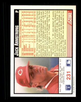 1991 Baseball Score Jack Armstrong Cincinnati Reds #231 | eBay