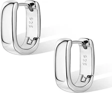 925 Sterling Silver Earrings Small Chunky Silver Earrings for Women Trendy Small