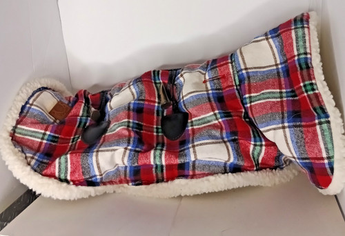 Bee and Willow Winter Red Plaid Sherpa Lined Dog Coat