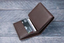 Mens Trifold Leather Wallet RFID Blocking BROWN New Bullz Wallets