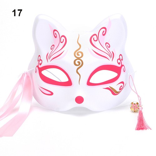 Masquerade Anime Fox Cat Half Face Mask Kabuki Kitsune Costume Cosplay Mask Prop - Picture 29 of 39