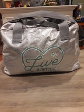 Justice Girl's Metallic Silver Live Justice Duffle Sports Gym Bag
