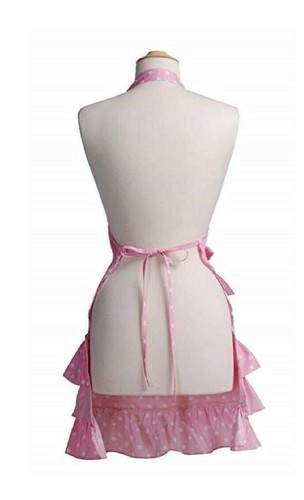 Gorgeous Adult & Child Mother & Daughter 100% Cotton Pink & White Apron Set - Picture 4 of 7