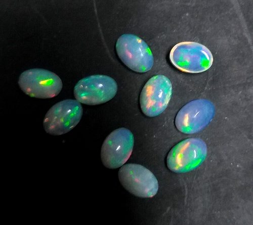 6*4 MM Oval Cabochon Natural Ethiopian Opal Loose Stone 10 Pieces Lot 3 Ct - Picture 4 of 5