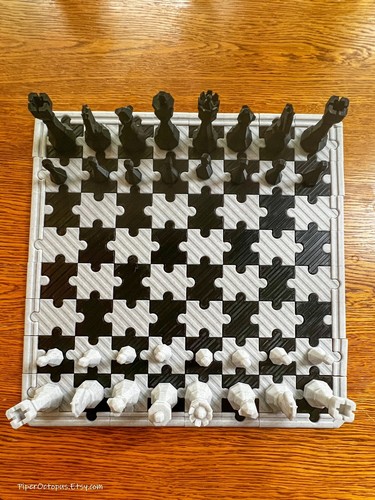 Puzzle Piece Chess Board & Chess Set – A Unique Twist on a Classic Game - Picture 2 of 10