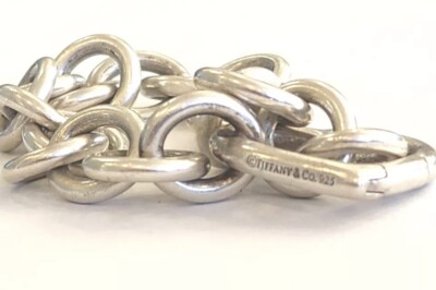 Tiffany & Co.Heart clasp 925 Sterling Silver round link bracelet