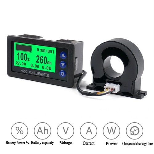 Monitor de batería Hall Coulomb medidor de corriente continua 9-100v 100a-400a ah voltaje medidor de corriente - Imagen 2 de 10