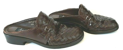 Artiva Lites Cleo Clogs Size 6.5M Brown Woven Leather Upper Made in Brazil