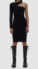  197 Helmut Lang Women's Black Cutout One-Shoulder Bodycon Dress Size XS/S