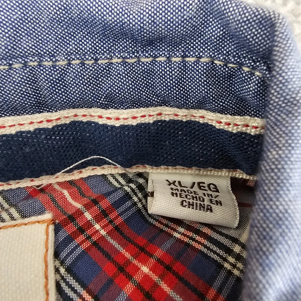 Camisa Impermeable Para Hombre Talla Extra Grande Azul Lavado Claro Denim Cambray Jean Foto 4 de 4