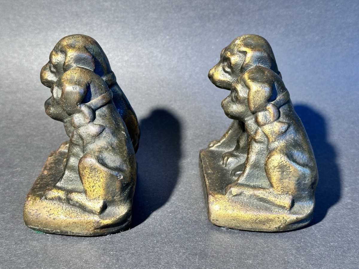 Vintage Hubley 2 Dog “ORPHANS” Heavy Metal 1920s Door/bookends