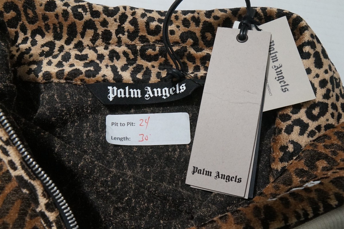 Palm Angels Logo Print Striped Leopard Print Velour Half Zip Palm Angels Logo Print Striped Leopard Print Velour Half Zip