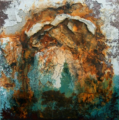 XXL LEINWAND BILD BIS 100x100x5 ABSTRAKT ROST BRAUN GRÜN WANDBILD NATUR GEMÄLDE - Bild 3 von 3