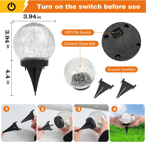 Solar Globe Lights Outdoor Waterproof-Solar Balls-Solar Garden Lights-Solar Orbs - Picture 4 of 12