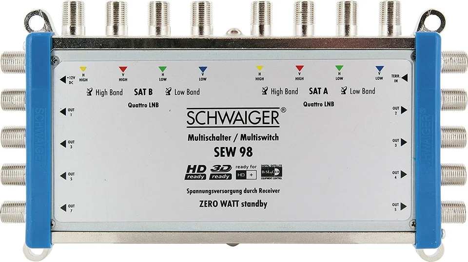 SAT Multischalter Multiswitch 9 auf 8 Schwaiger SEW 98 531 Zero Watt Standby - Bild 2 von 4