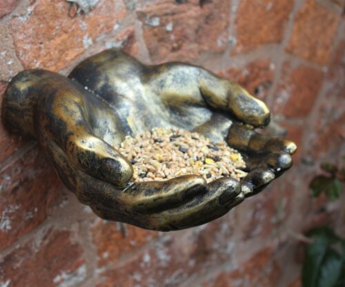 Decorative Wall Mounted Giving Hands Ornament Vintage Style Gift Bronze shabby - Picture 1 of 12