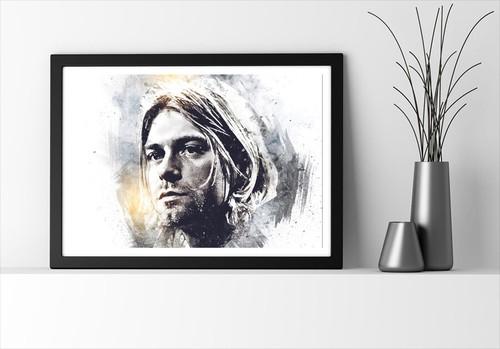 KURT COBAIN 4 - TELA INCORNICIATA PROFONDA DISEGNO DA PARETE ARTE IMMAGINE STAMPA CARTA - GRIGIO - Foto 3 di 17