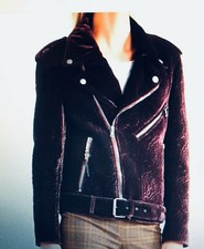New With Tag Etro $ 4235. Woman's Velvet Matelasse Waist Belt Biker Jacket It 44