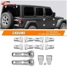Door & Hood Hinge Covers Handle Tailgate Cover for Jeep Wrangler JL 2018+ Chrome