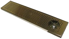 Draft Beer RINSER Drip Tray 36" X 8" w/ S.S. Grill 4" metal drain - DTW-36SS-R