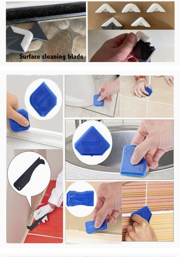 Grout Hand Caulking Tool Setsilicon Plastic Metal Tile Hook Removal Cleaning Kit - Picture 3 of 12