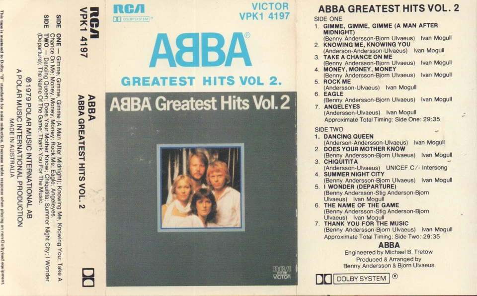 Abba - Greatest Hits Vol 2, scarce Australian cassette issue, ex cond. - Image 2 of 4