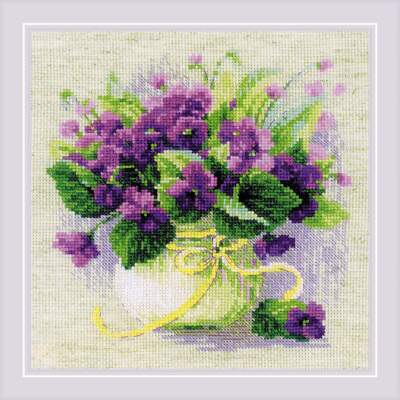 Riolis Counted Cross Stitch Kit Violets in a Pot R2091