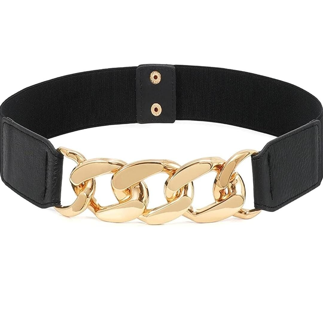 Women Genine Leather chain stretch Belt for Dress Jeans Fashion