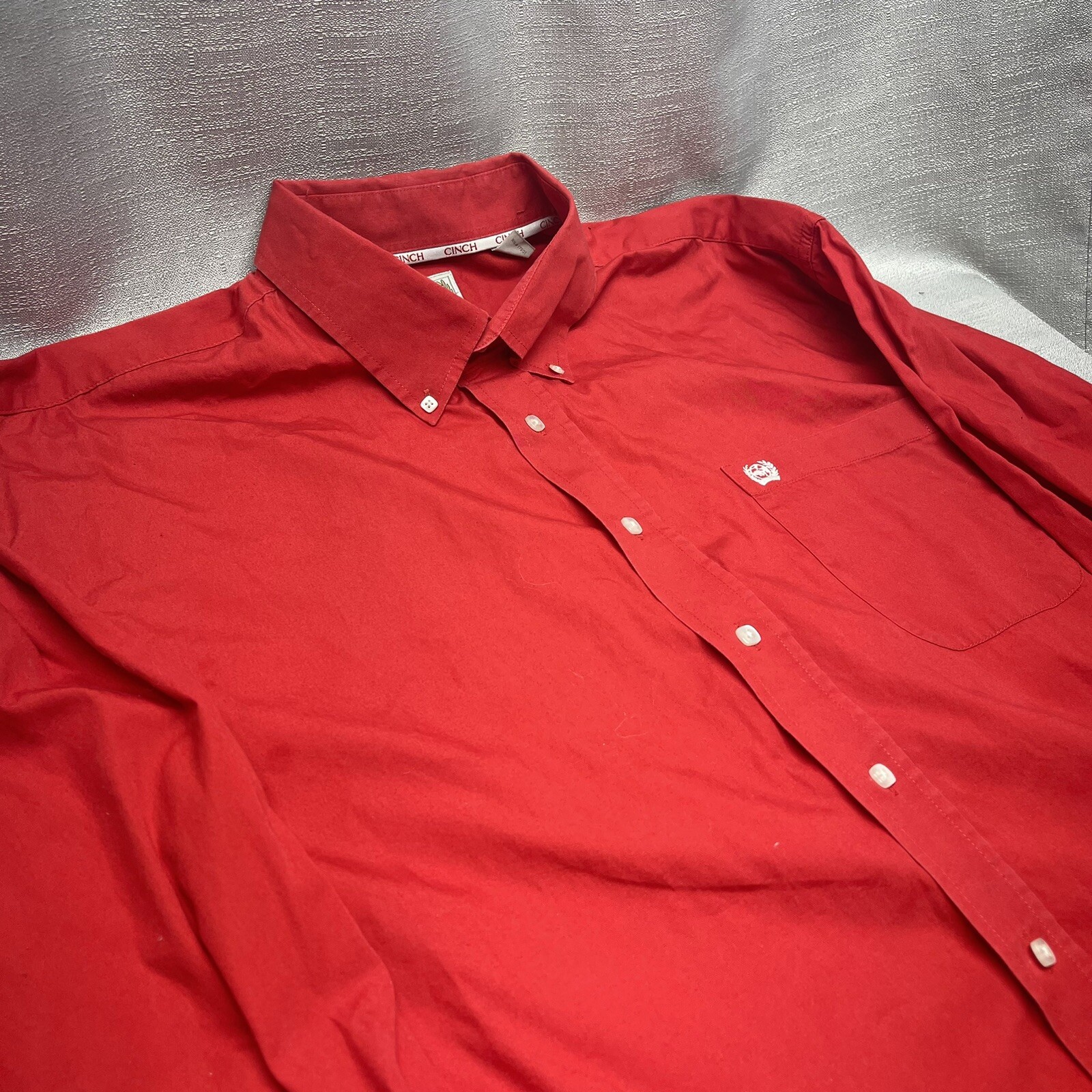 Cinch Solid Twill Red Button Down Shirt MTW706002… - image 2