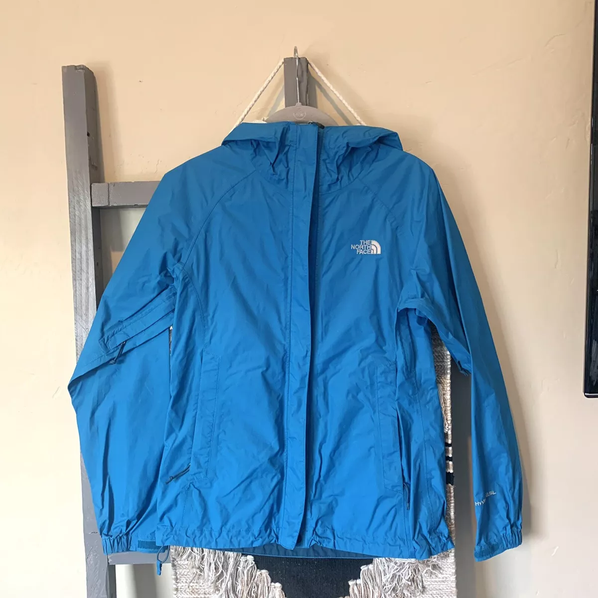 The North Face Size XS Womens Blue Full Zip HyVent 2.5L Hooded Rain Jacket