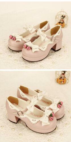 Lolita Lace Heart Women Kawaii Japanese Sweet Elegant Princess Platform Shoes