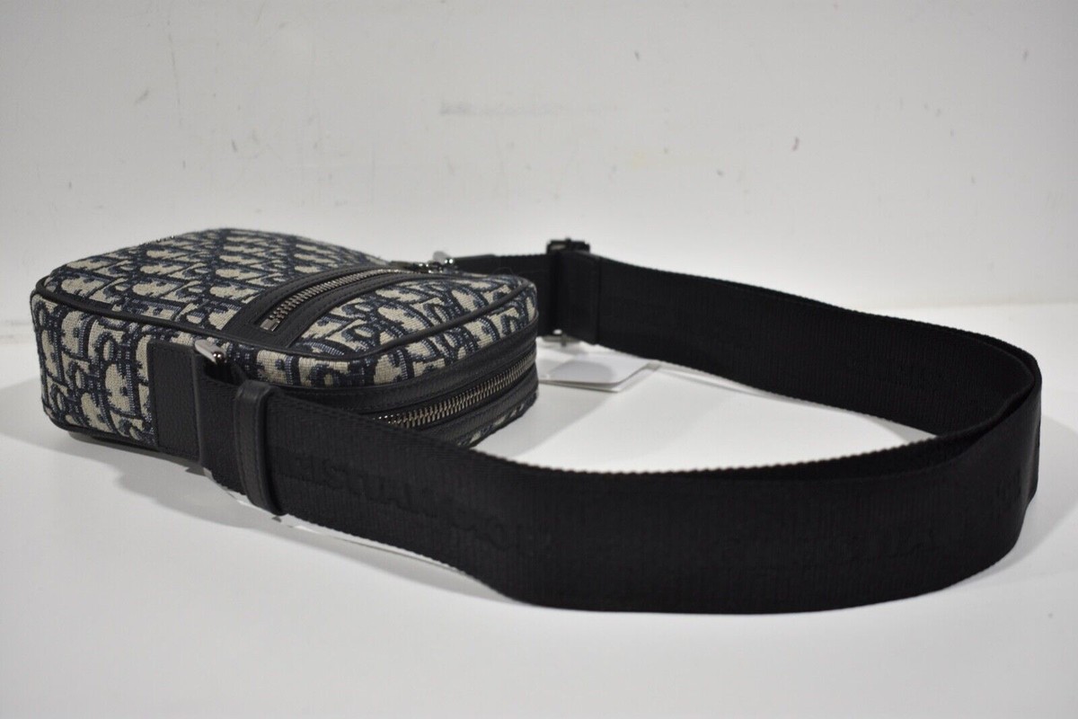 Dior Oblique Blue Beige Black Vertical Messenger Pouch 