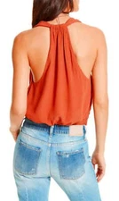 Free People Cross My Heart Tank Large 12 Burnt Orange Drapey Front   Back NWT